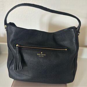 Kate Spade Black Pebbled Leather Hobo Bag